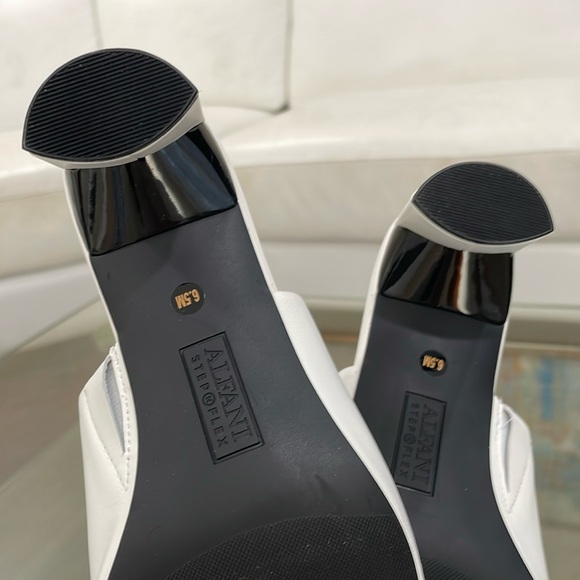 NIB Alfani white leather toe thong mule sandals step n flex 3” heel size 6.5 new - Picture 8 of 14